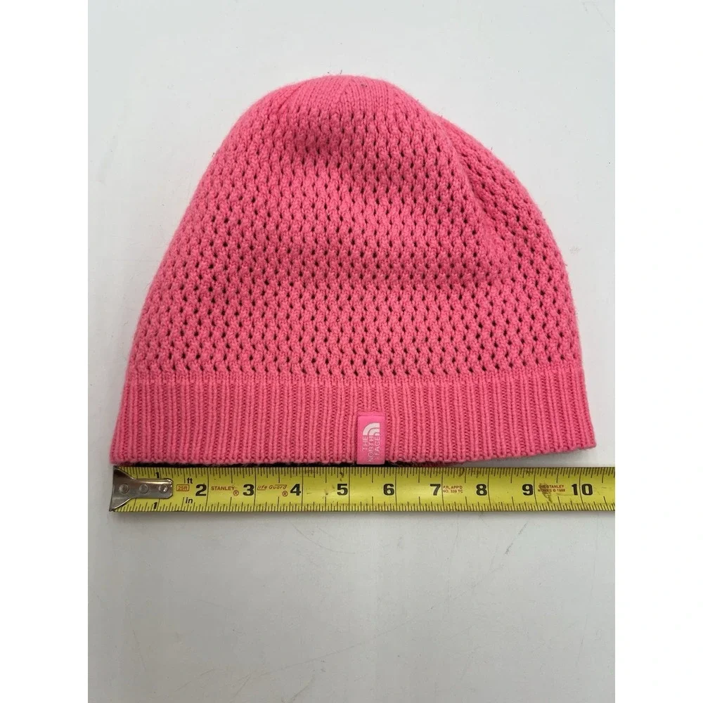 The North Face Shinsky Beanie Pink Black Knit Winter Hat Youth OSFA EUC